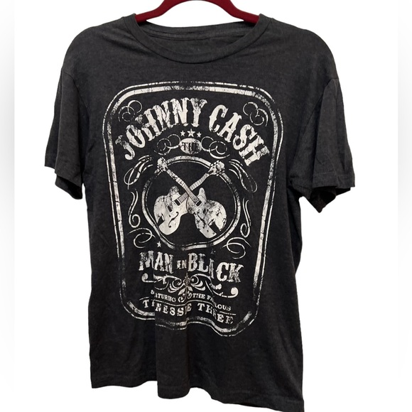 Zion Tops - Zion Johnny Cash Man in Black Ladies T-Shirt Size M